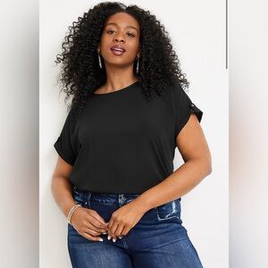 Maurices Plus Size 2x Black Solid Zipper Back Blouse NWT